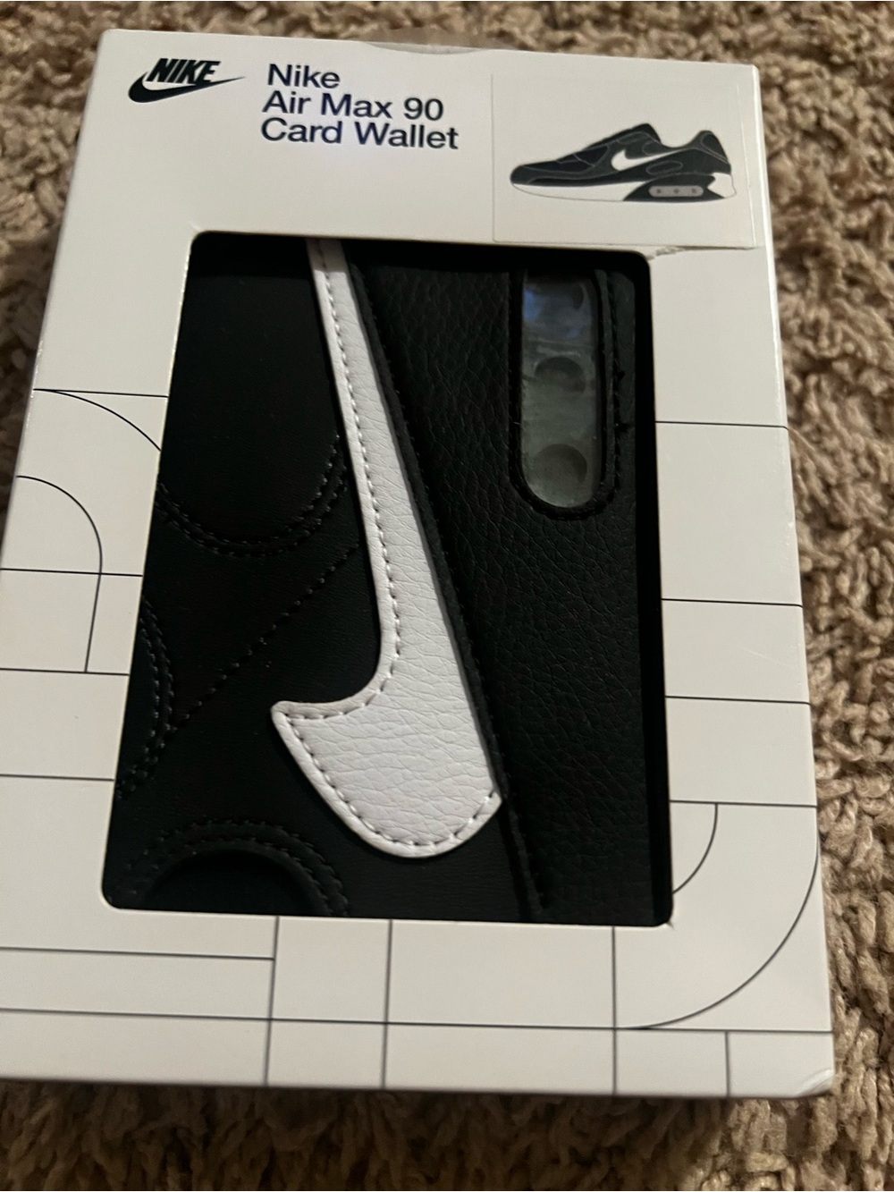Nike Black Card Wallet with White Text Accent